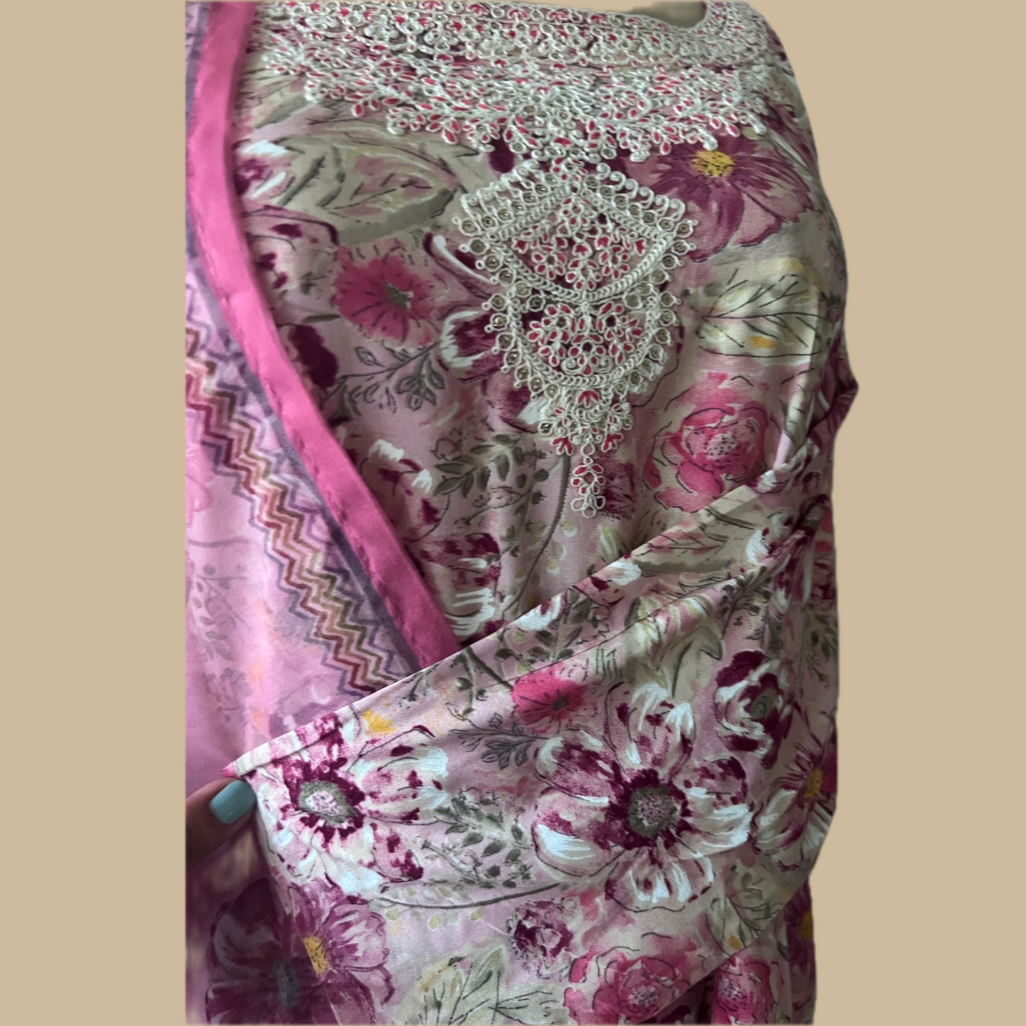Rayon Semi Anarkali 3-Piece Suit in Floral Print