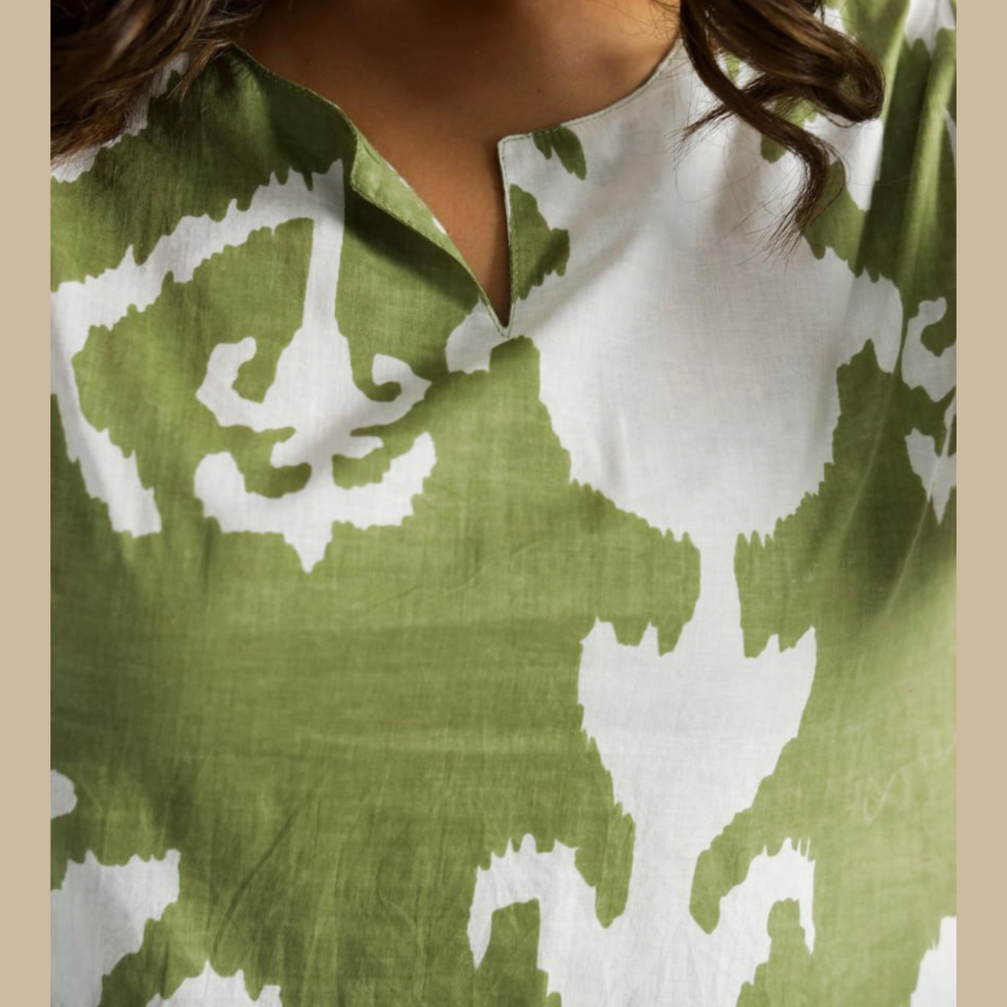 Cotton Rayon Blend Coord Set in Green