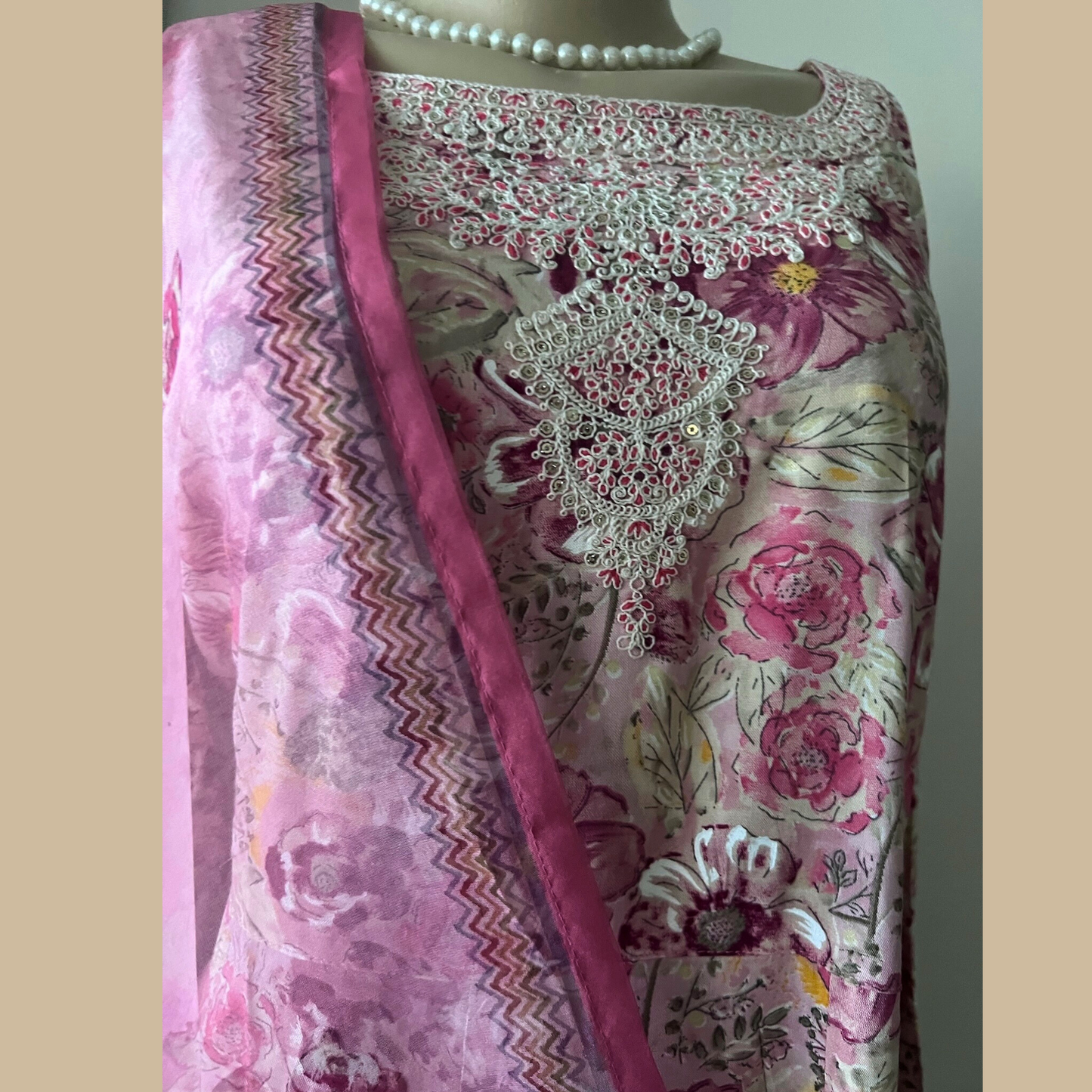 Rayon Semi Anarkali 3-Piece Suit in Floral Print