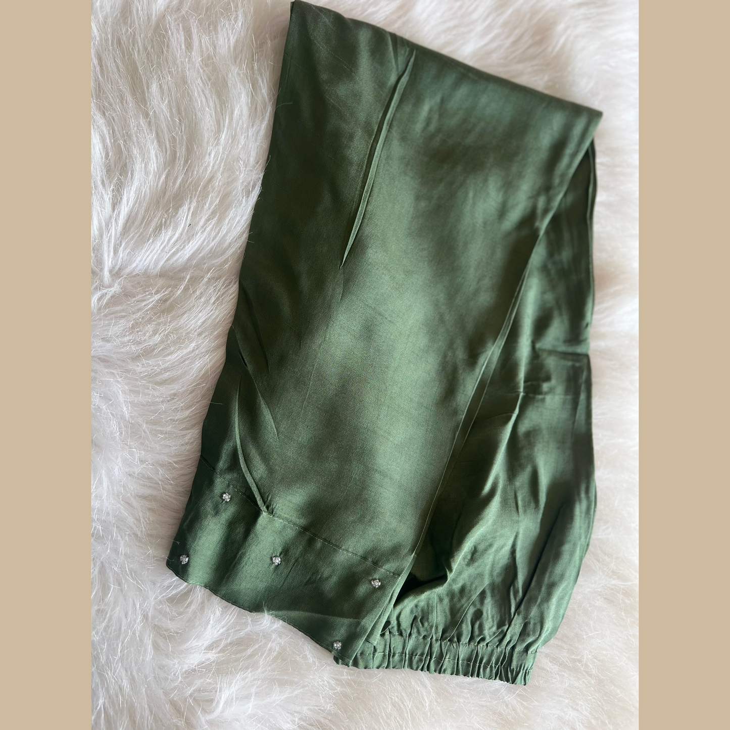 Chinon Silk 3-Piece Suit in Green with Silver Embellishments on Neck and Silver Weaved Dupatta - Perfect Festive Wear