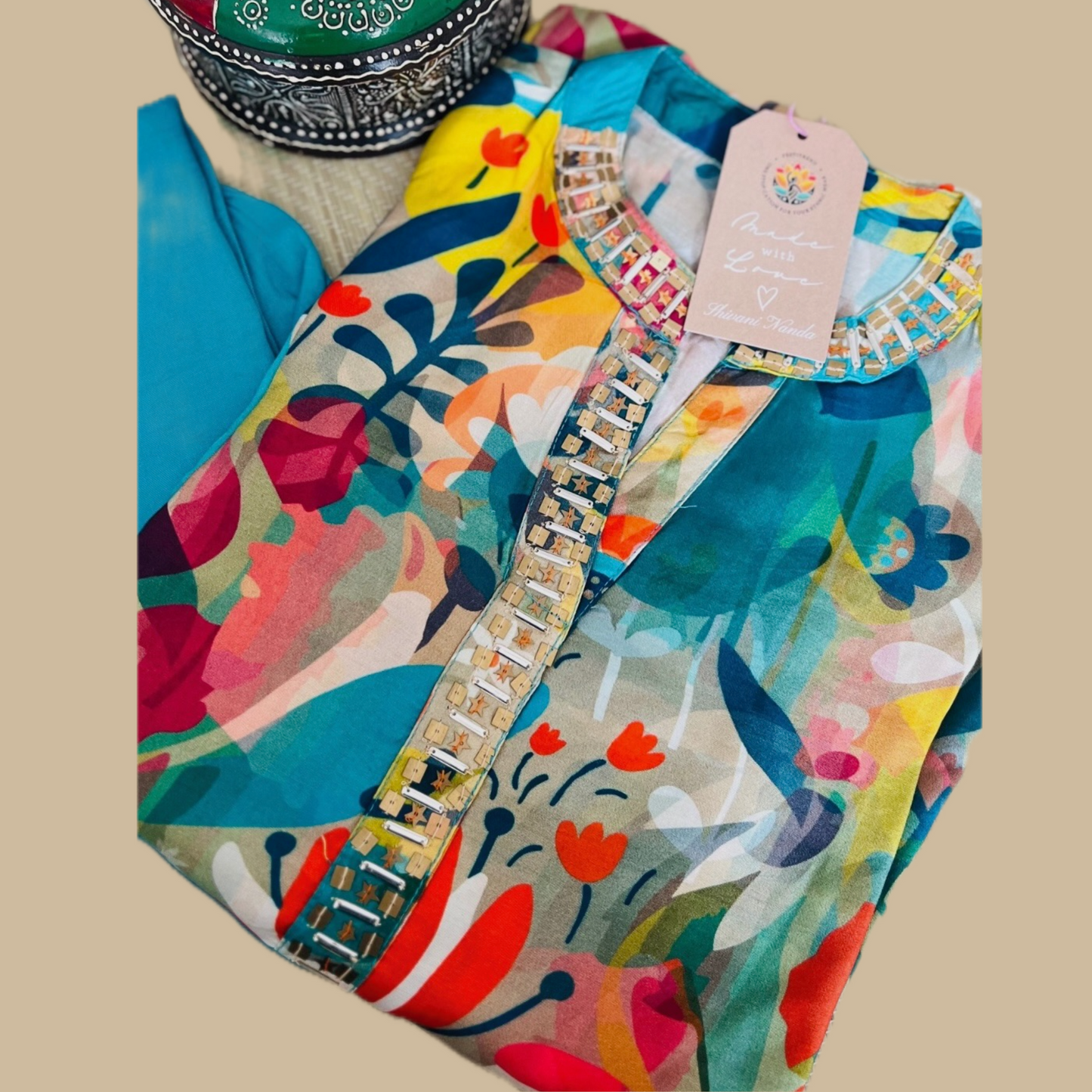 Chic Coord Set with Vibrant Afghani Pant
