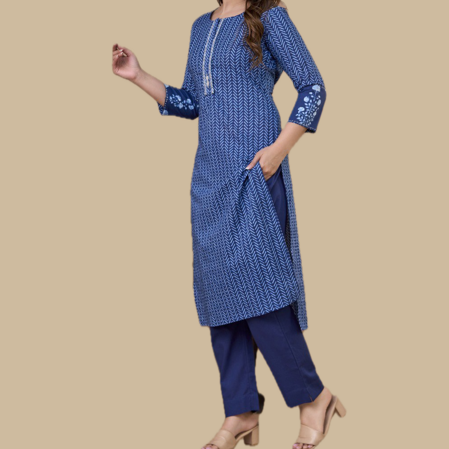 Elegant Pure Cotton 3-Piece Suit in Indigo