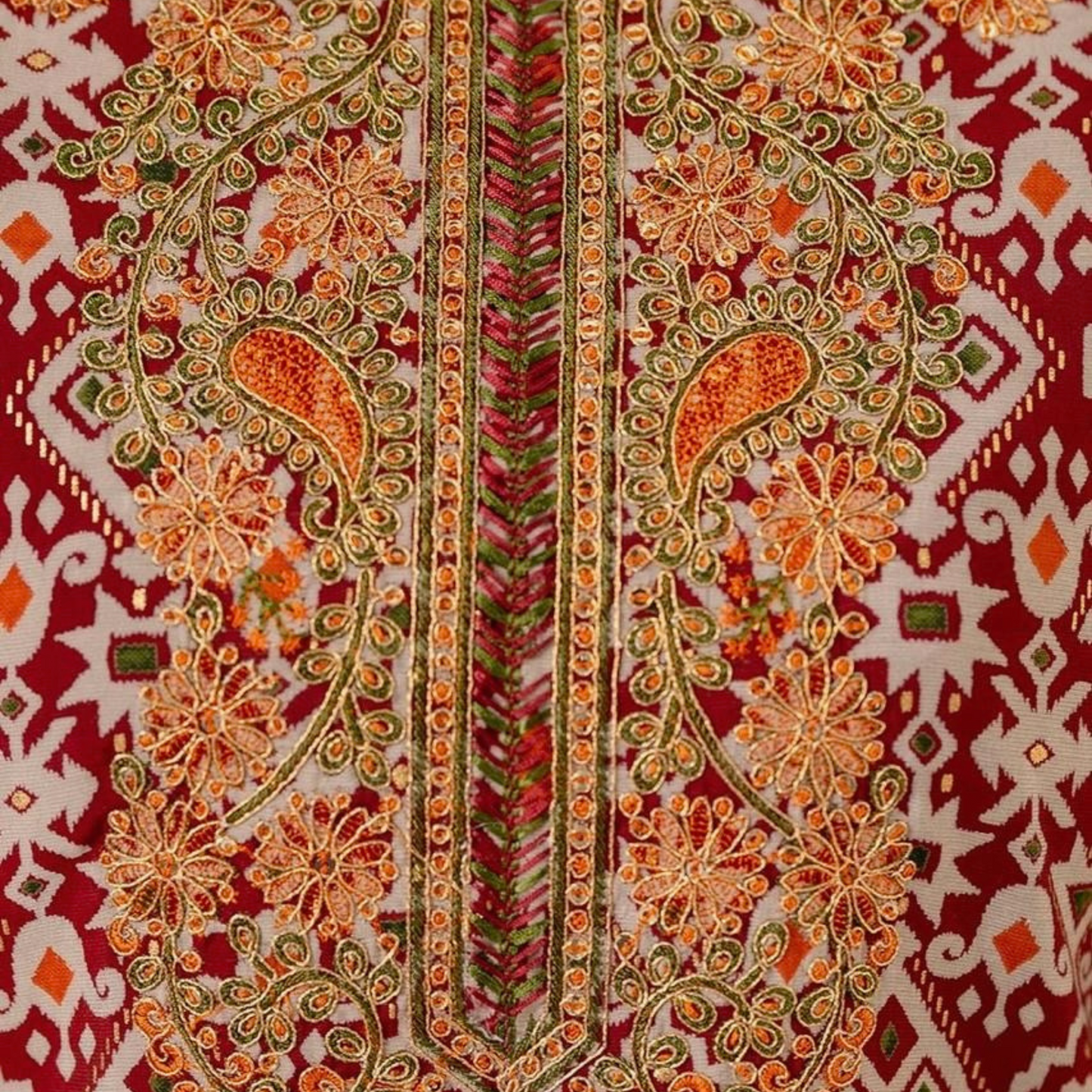 Patola Silk Suit with Zari Work- Maroon
