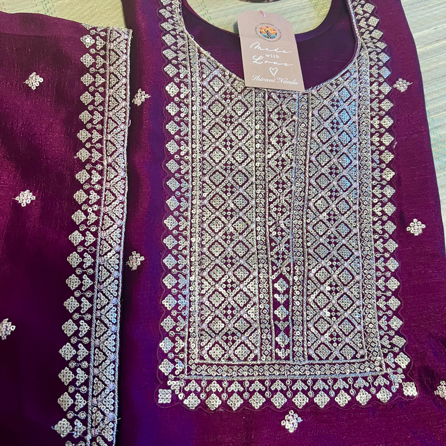 Rayon and Silk Blend 3-Piece Suit in Purple