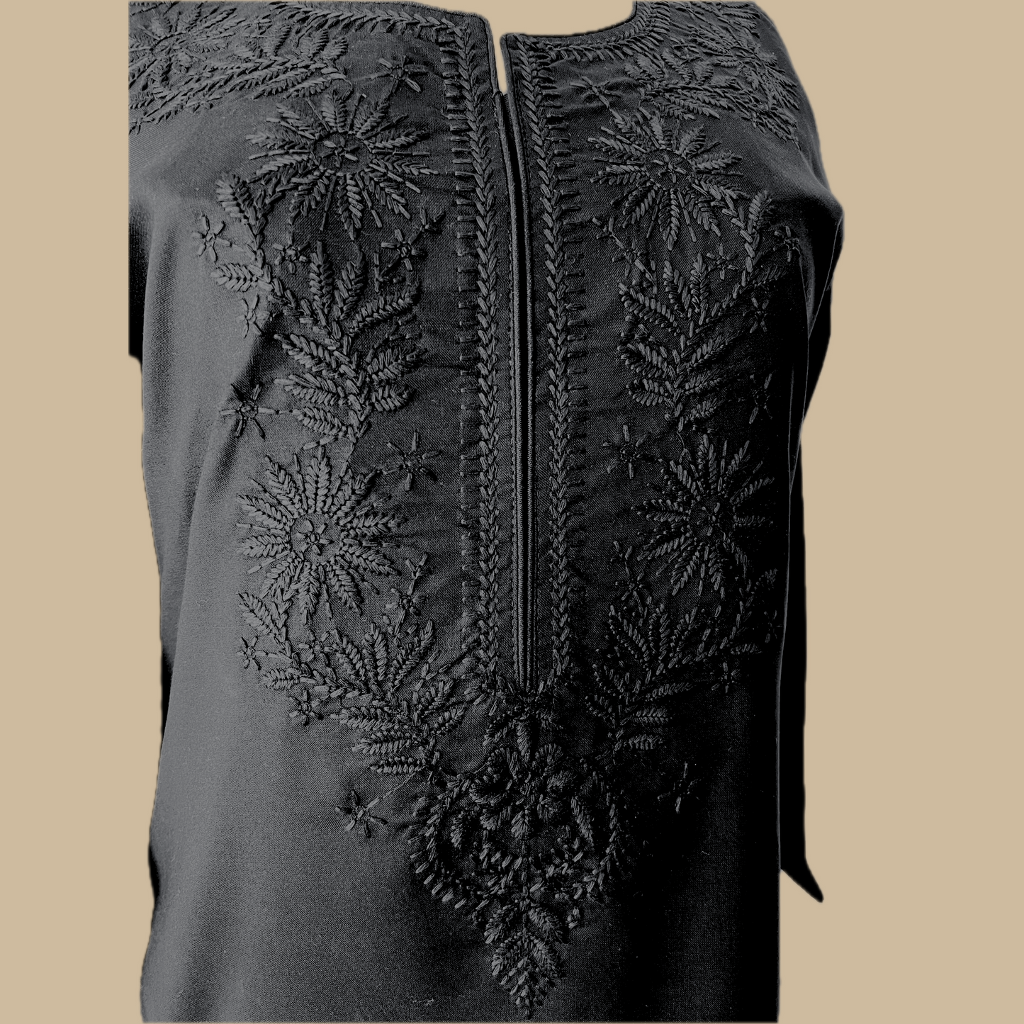 Rayon Chikankari Tunic in Black