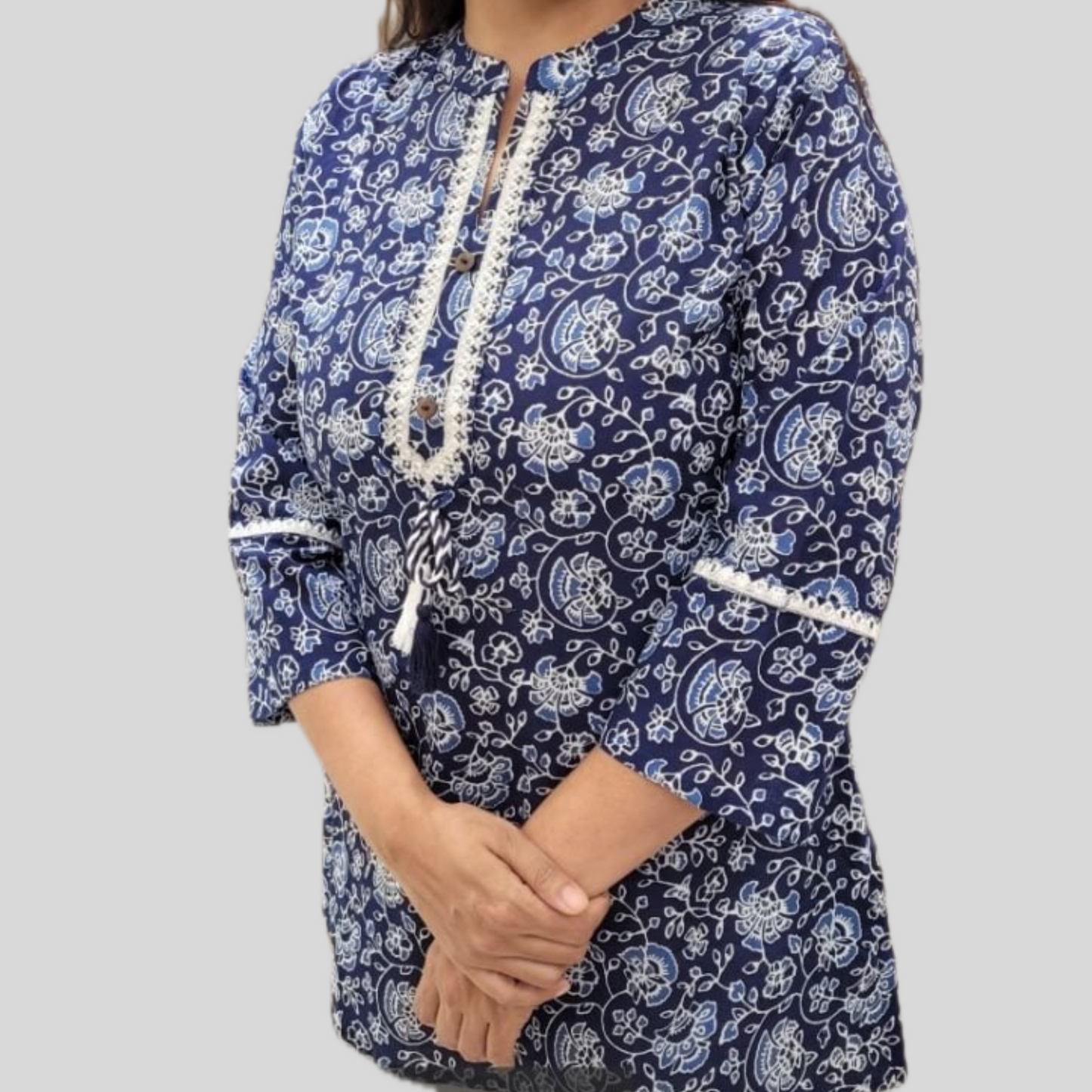 Pure Cotton Tunic with Elegant Lace