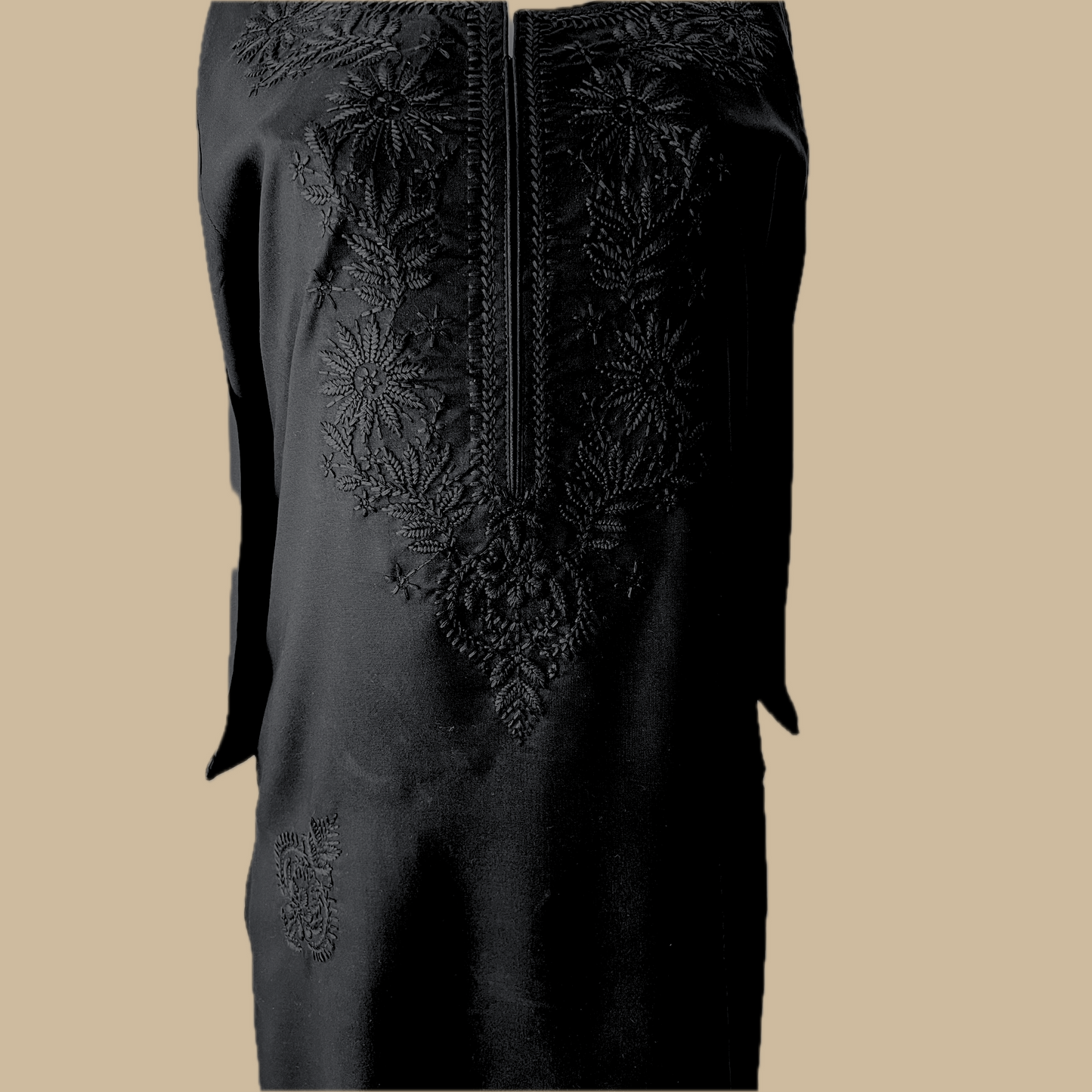 Rayon Chikankari Tunic in Black