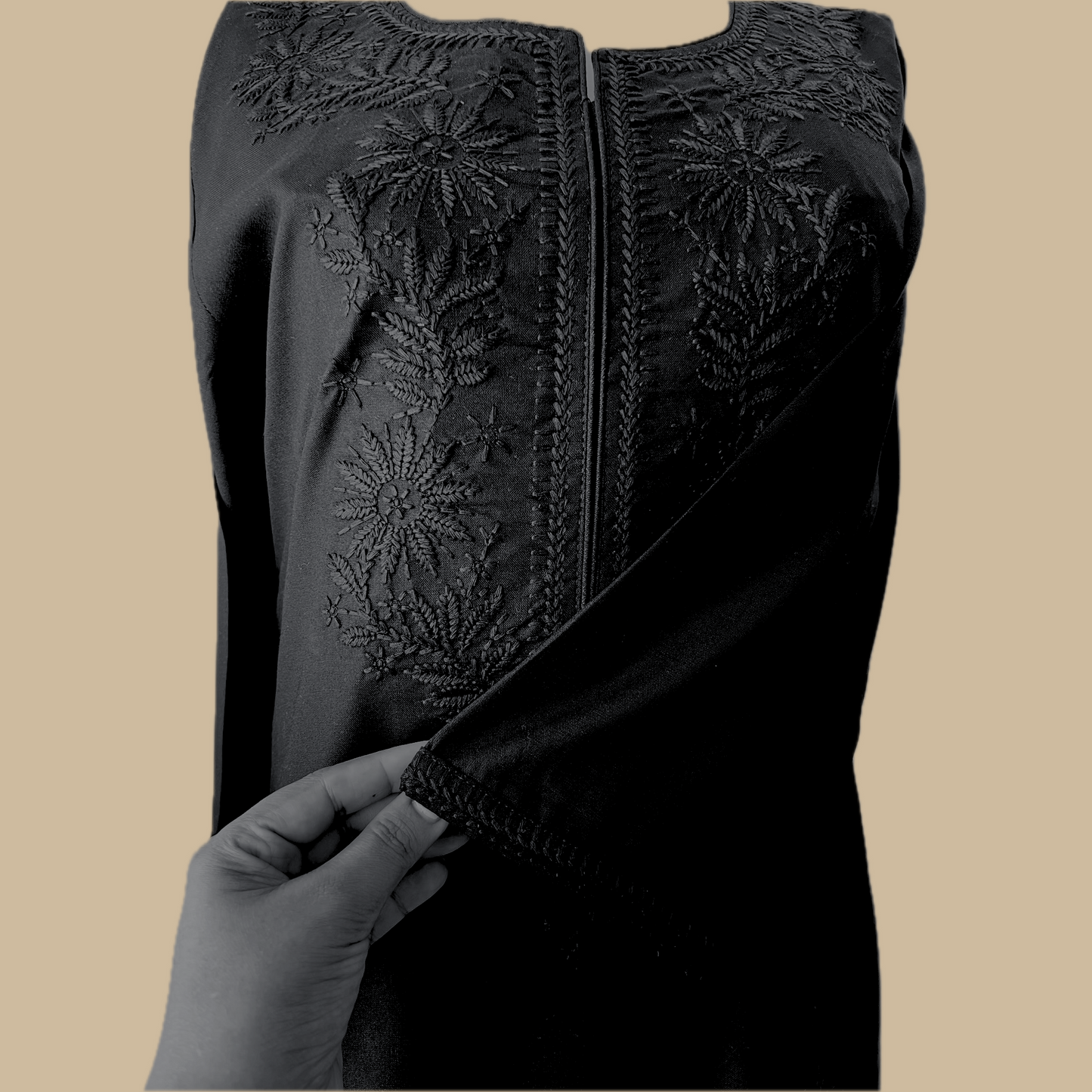 Rayon Chikankari Tunic in Black
