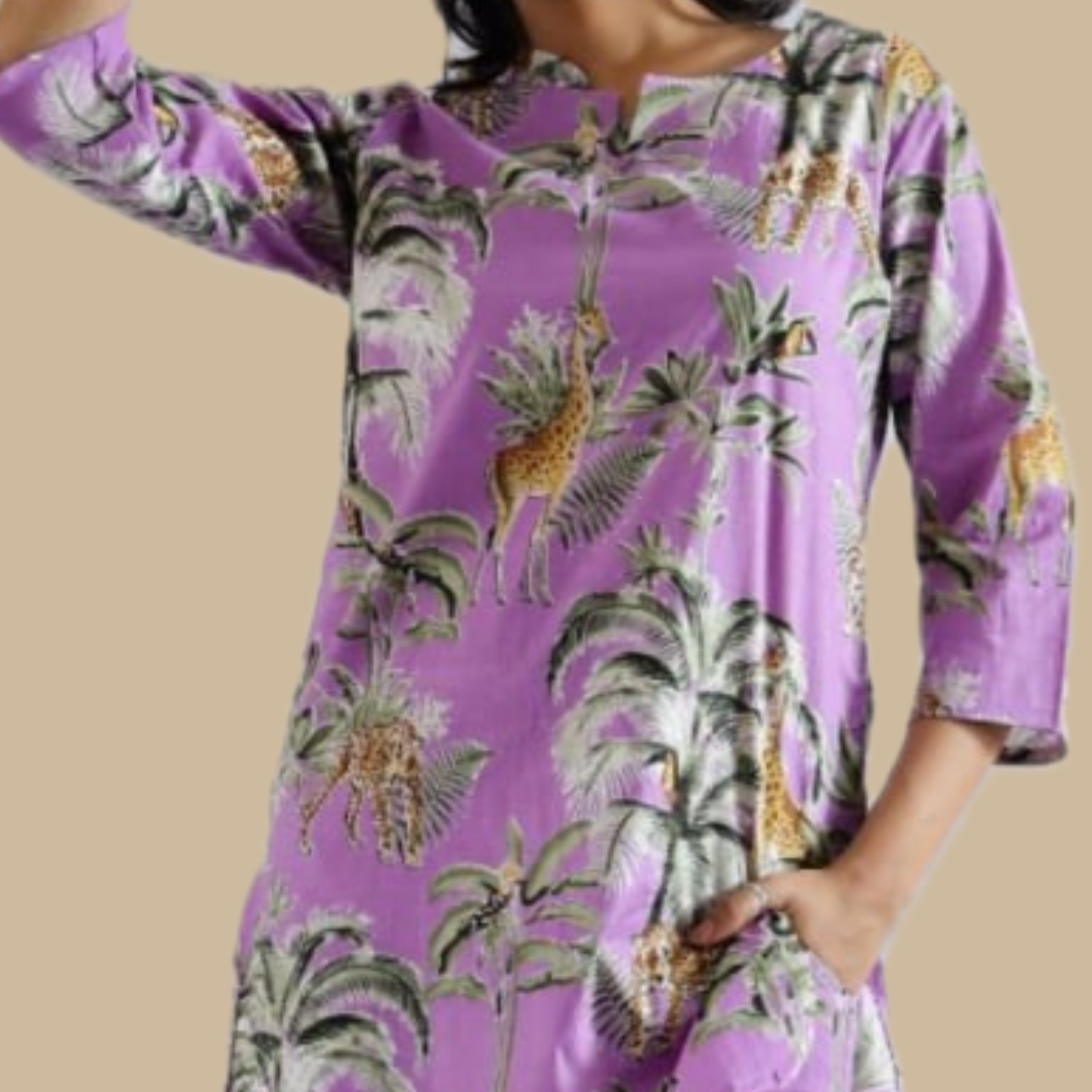 Cotton Rayon Blend Coord Set in Purple