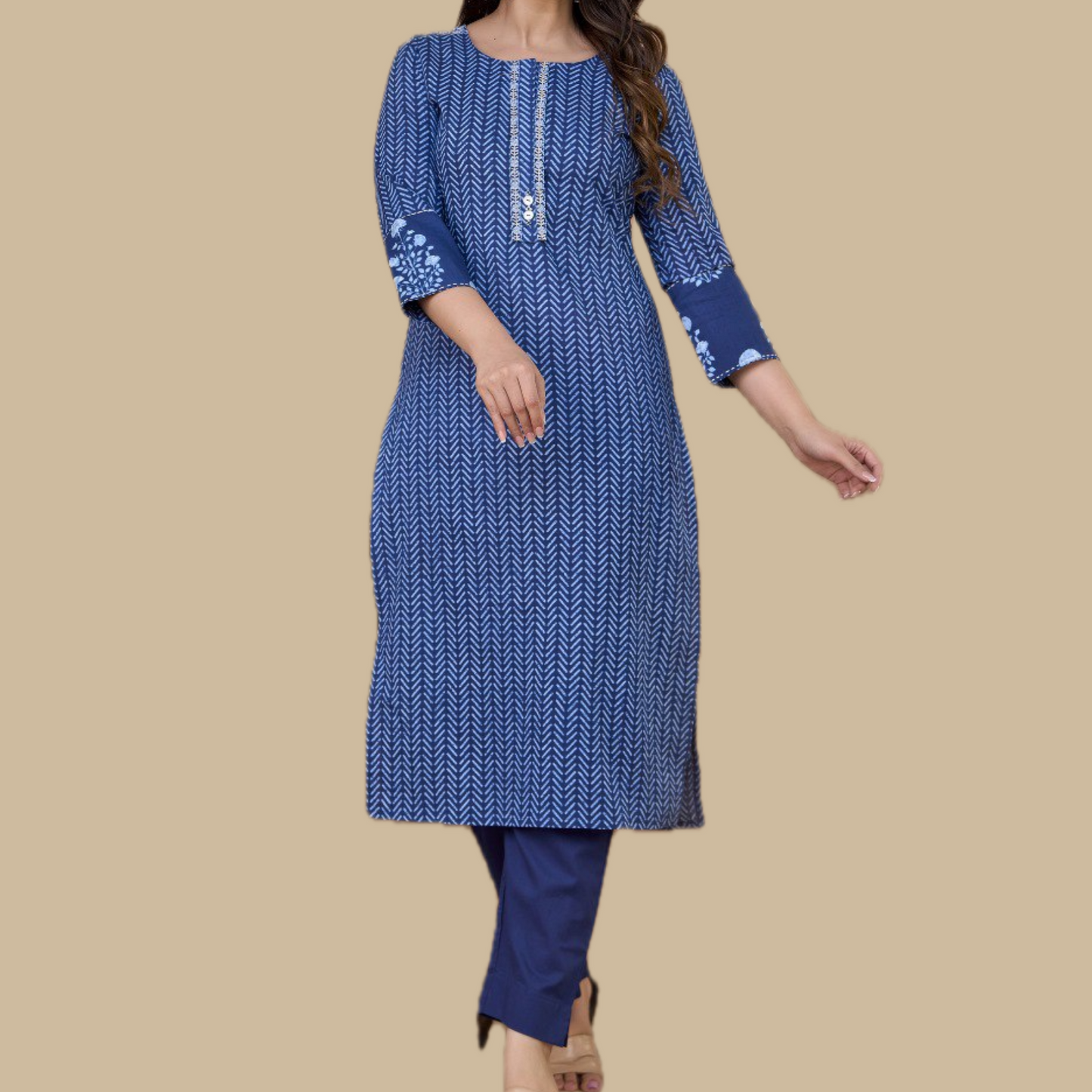Elegant Pure Cotton 3-Piece Suit in Indigo