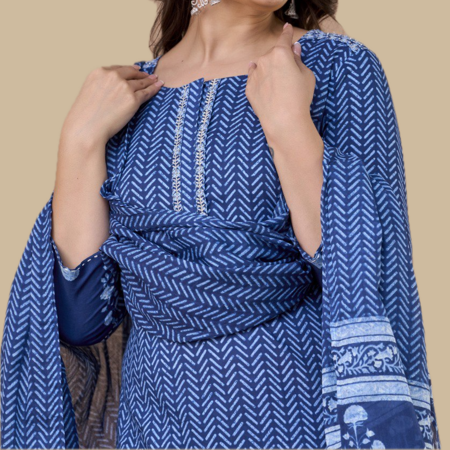 Elegant Pure Cotton 3-Piece Suit in Indigo