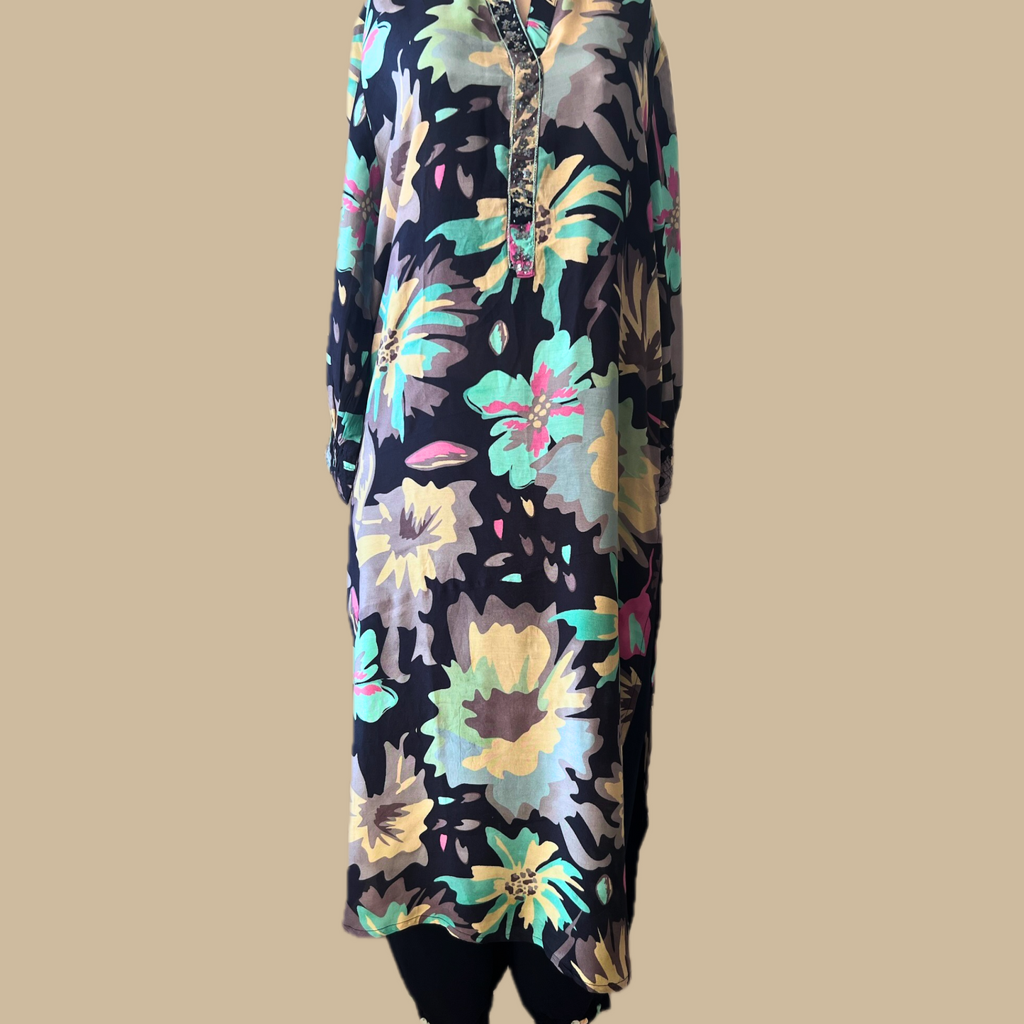 Chic Black Coord Set with Afghani Pant in Maslin