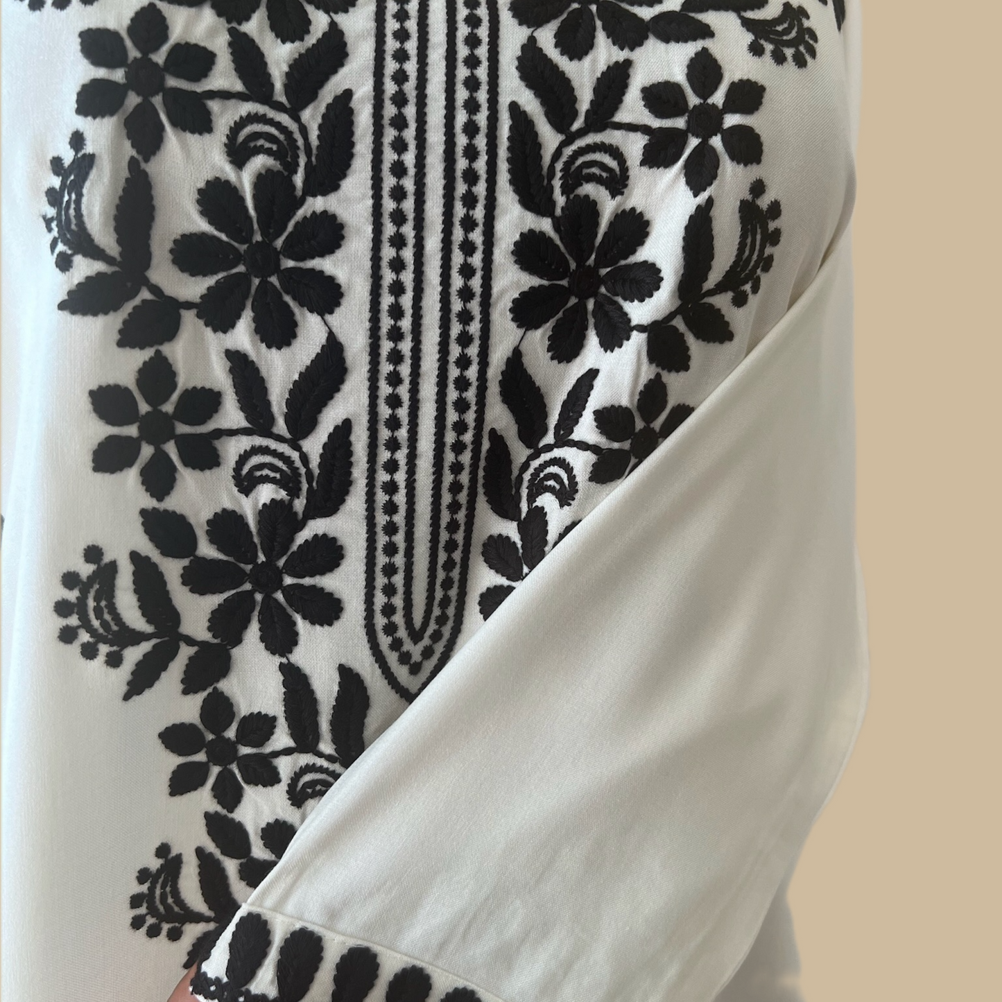 Premium Rayon Chikankari Kurti in White with Contrast Hand Thread Embroidery