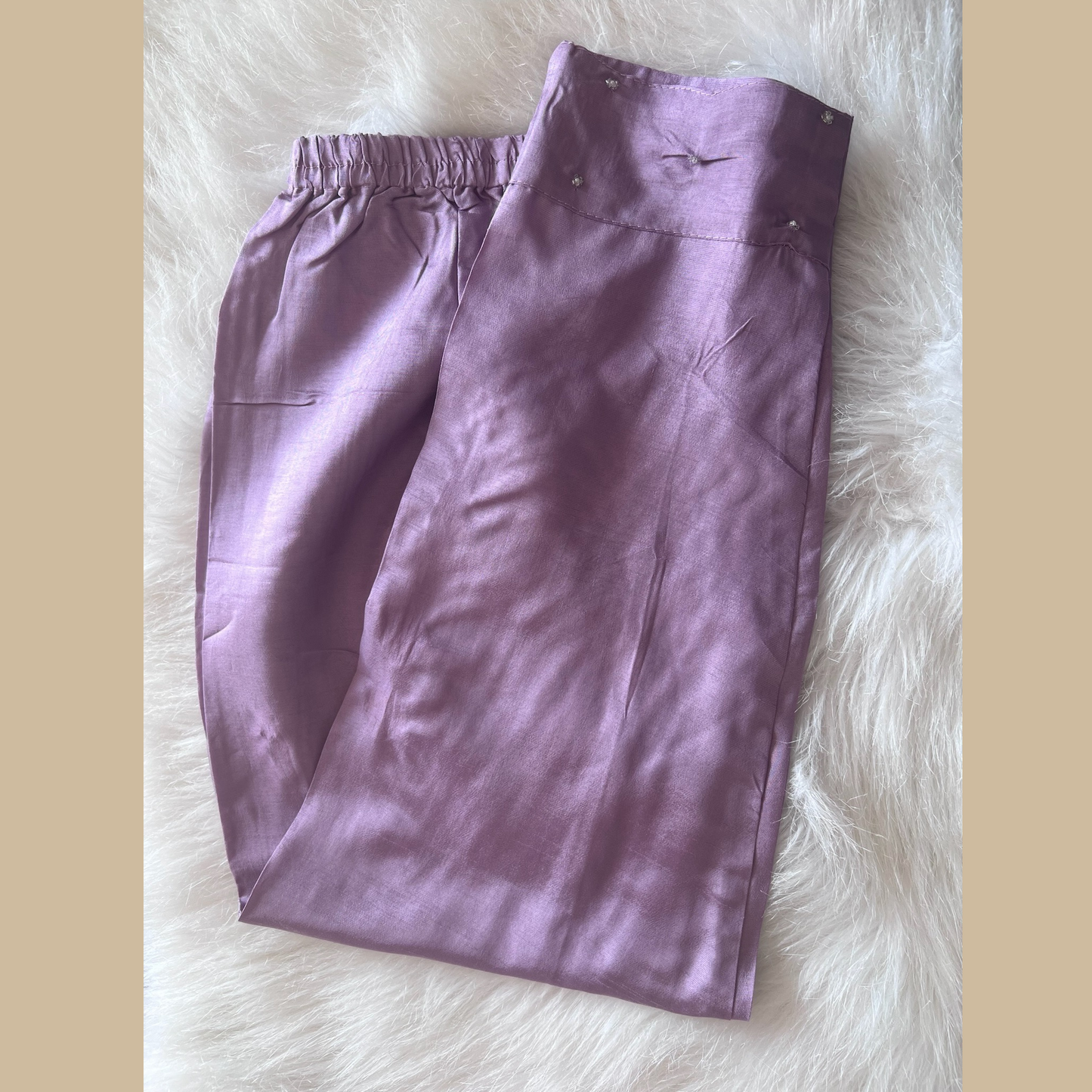 Chinon Silk 3-Piece Suit in Lilac with Silver Embellishments and Silver Weaved Dupatta - Festive Wear