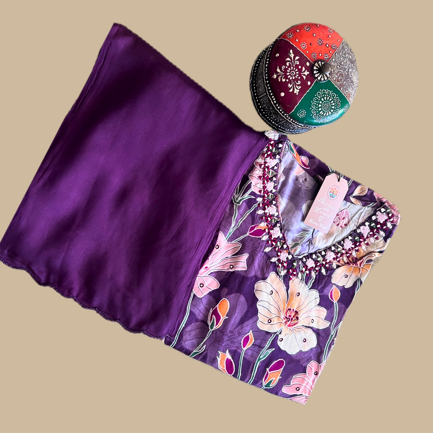 Purple Floral Coord Set with Palazzo Pants