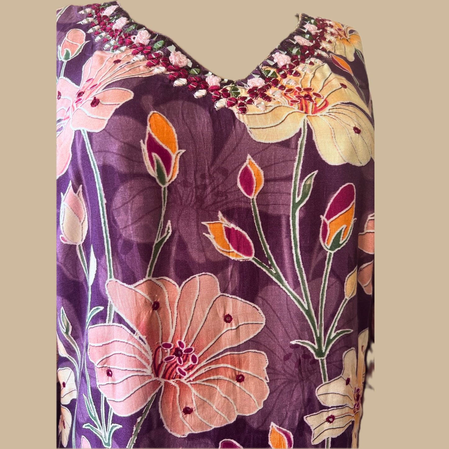 Purple Floral Coord Set with Palazzo Pants
