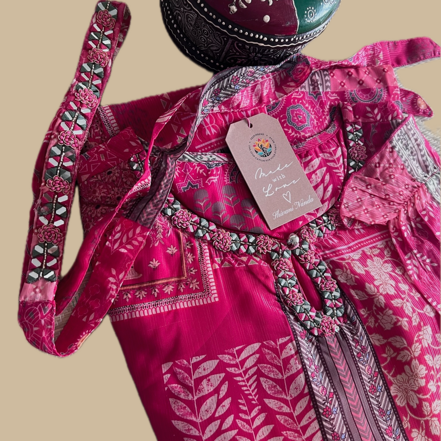 Georgette Boho Dress in Pink Floral Print
