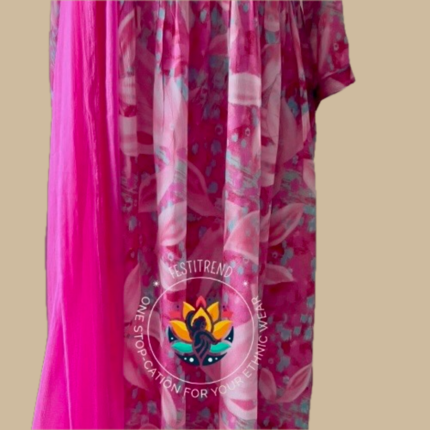 Pink Georgette 3-Piece Nyra Cut Set with High Slit