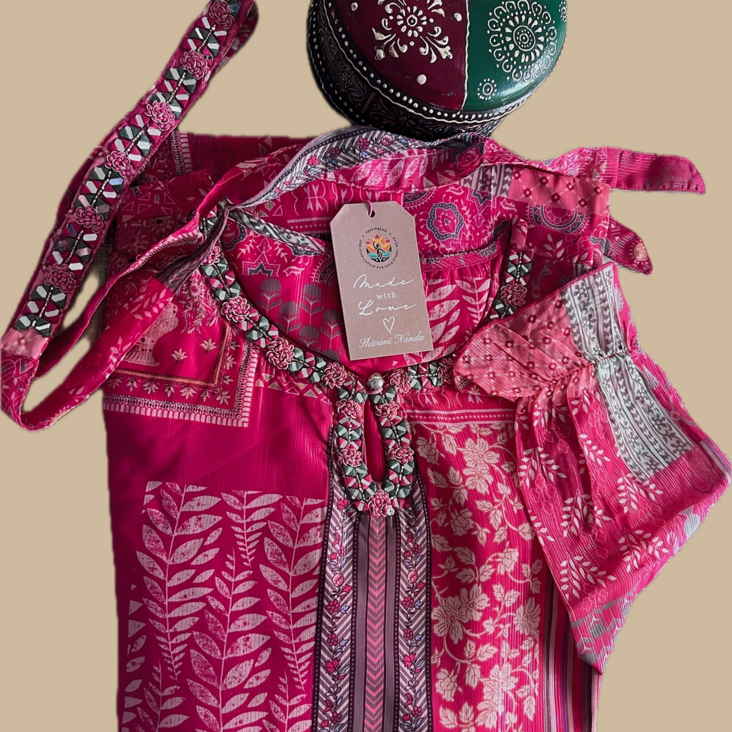 Georgette Boho Dress in Pink Floral Print