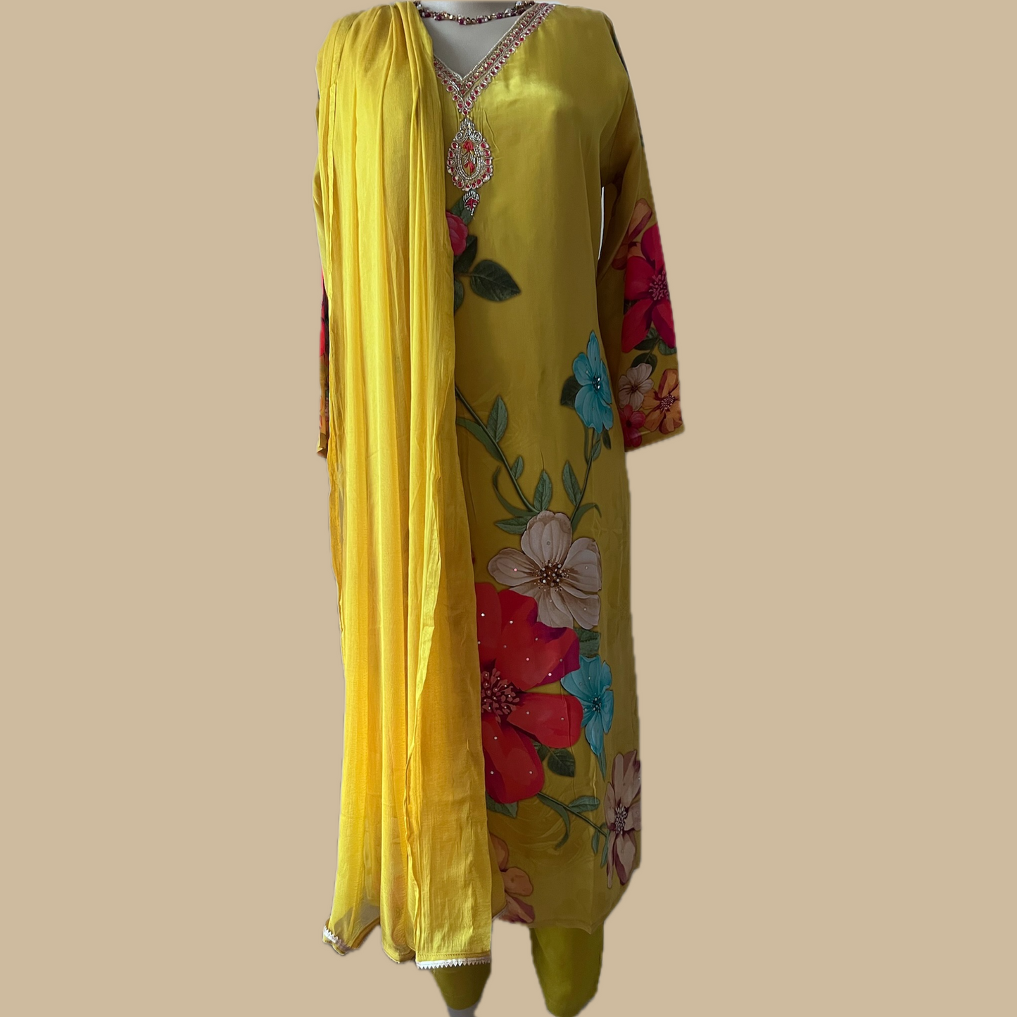 Russian Silk 3-Piece Suit in Yellow