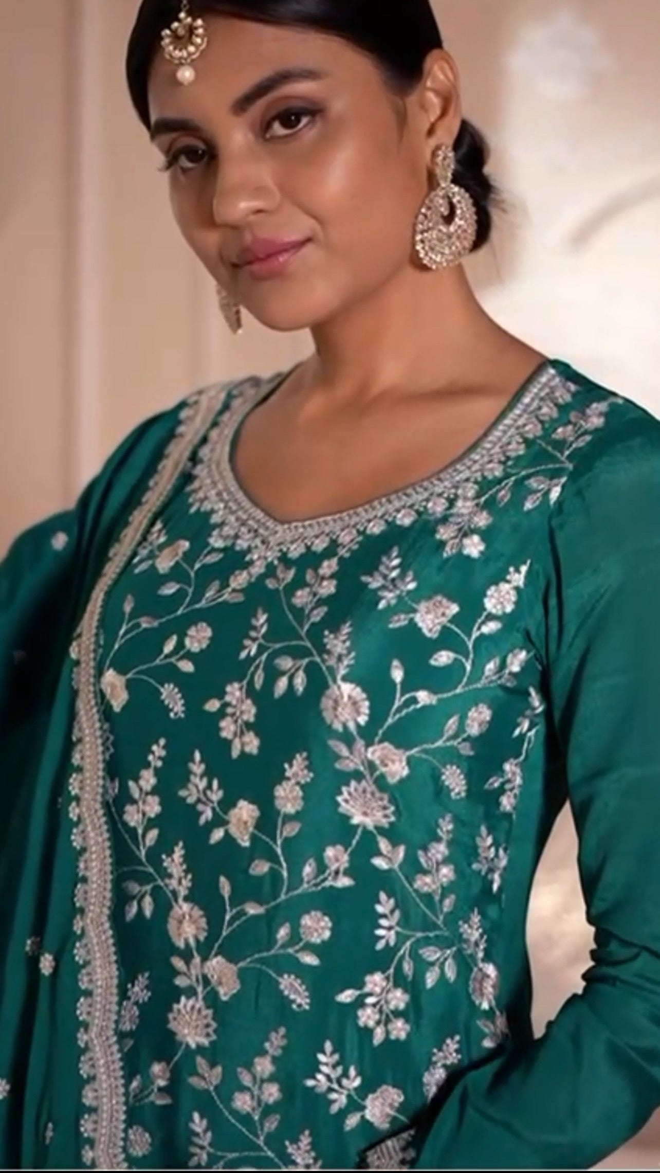 3-Piece Festive Sharara Set in Silk Blend/Georgette with Hand Embroidery