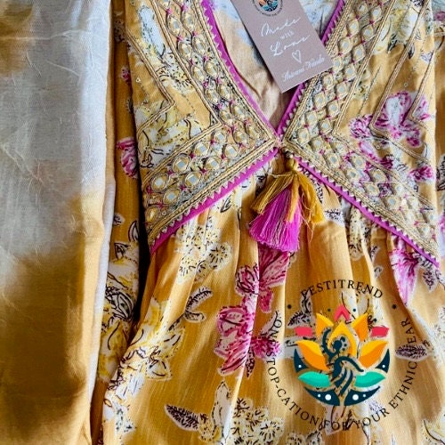 Three piece sharara set for women in cotton mix/ rayon fabric.