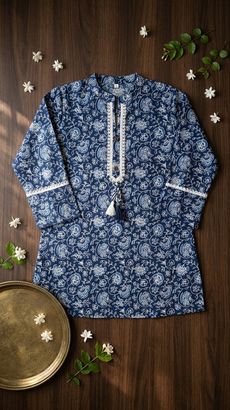 Tunique pur coton avec dentelle élégante