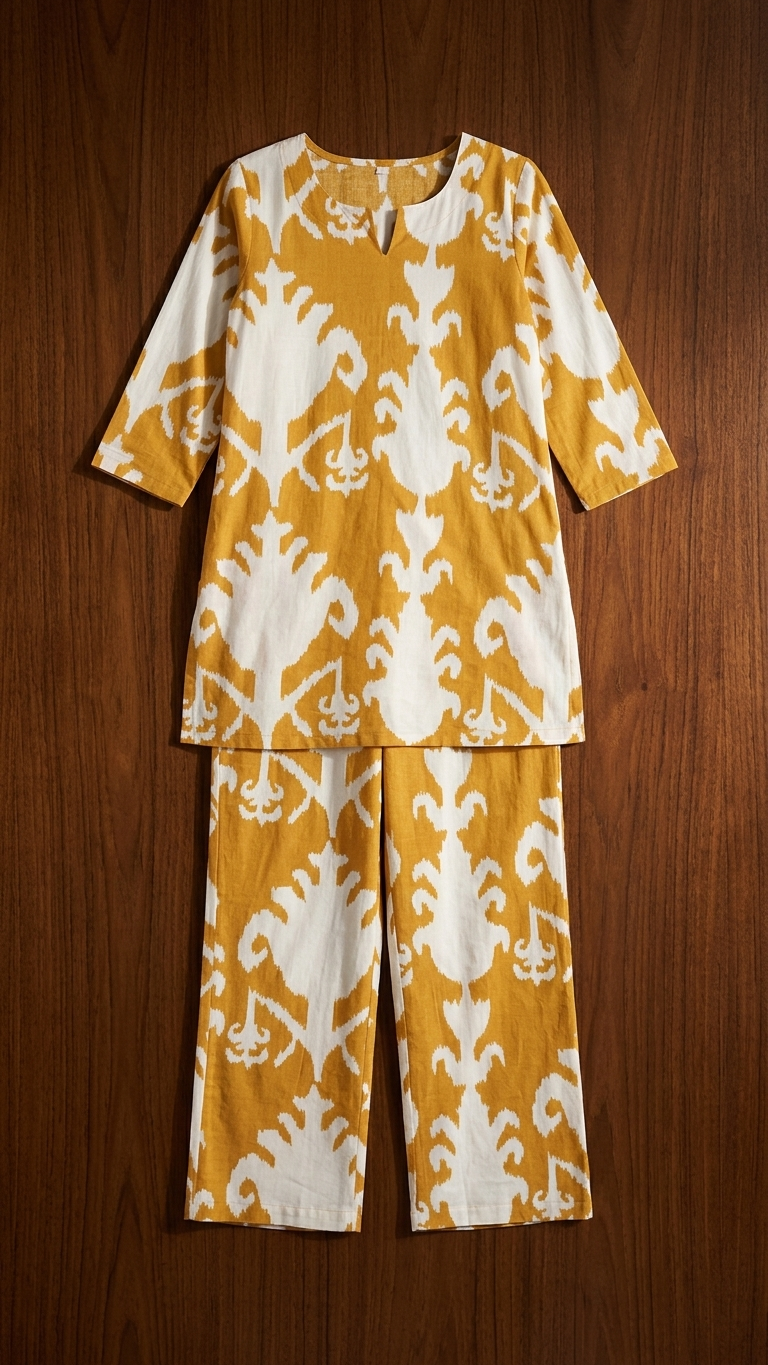 Cotton Rayon Blend Coord Set in Mustard