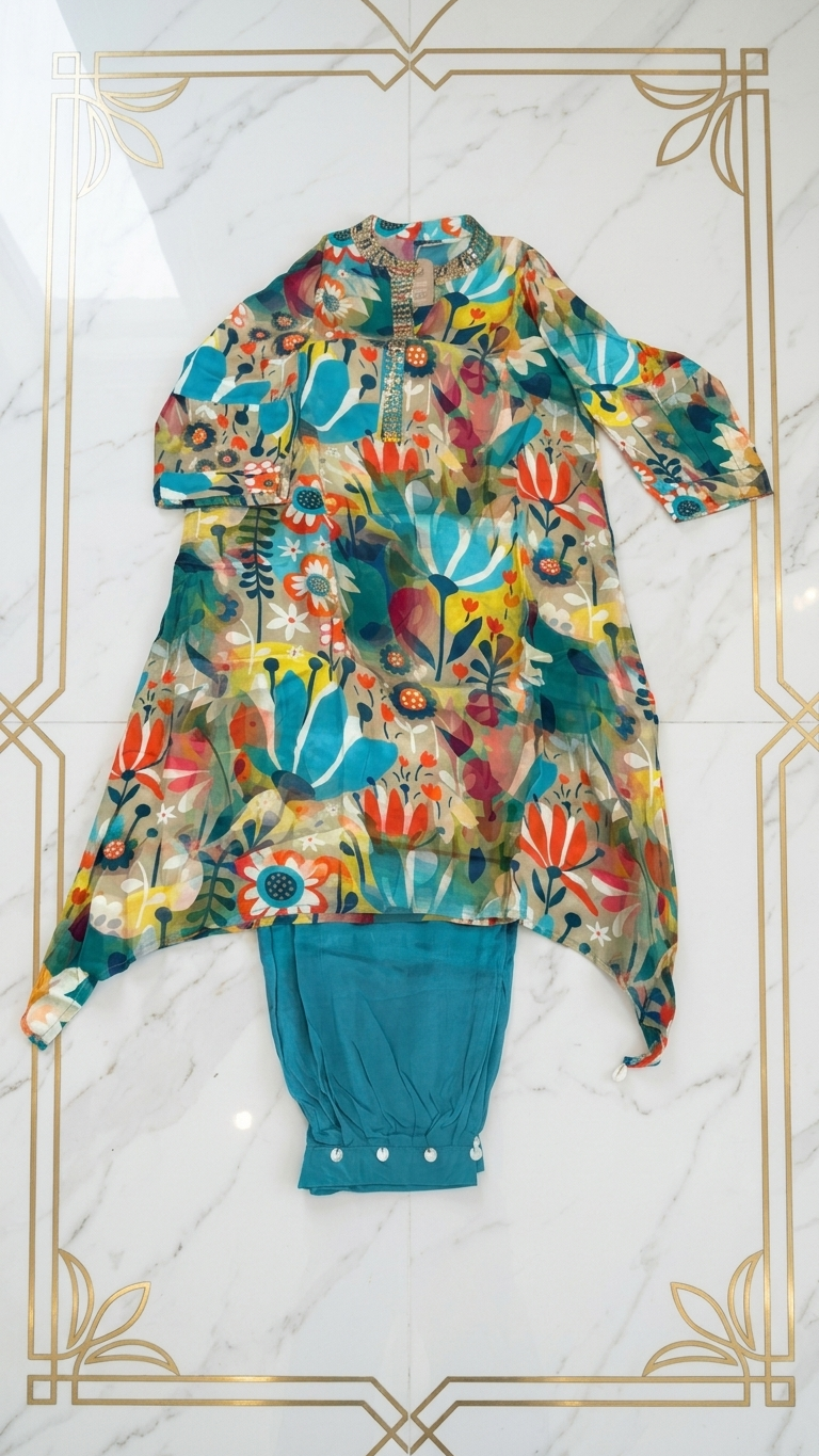 Chic Coord Set with Vibrant Afghani Pant