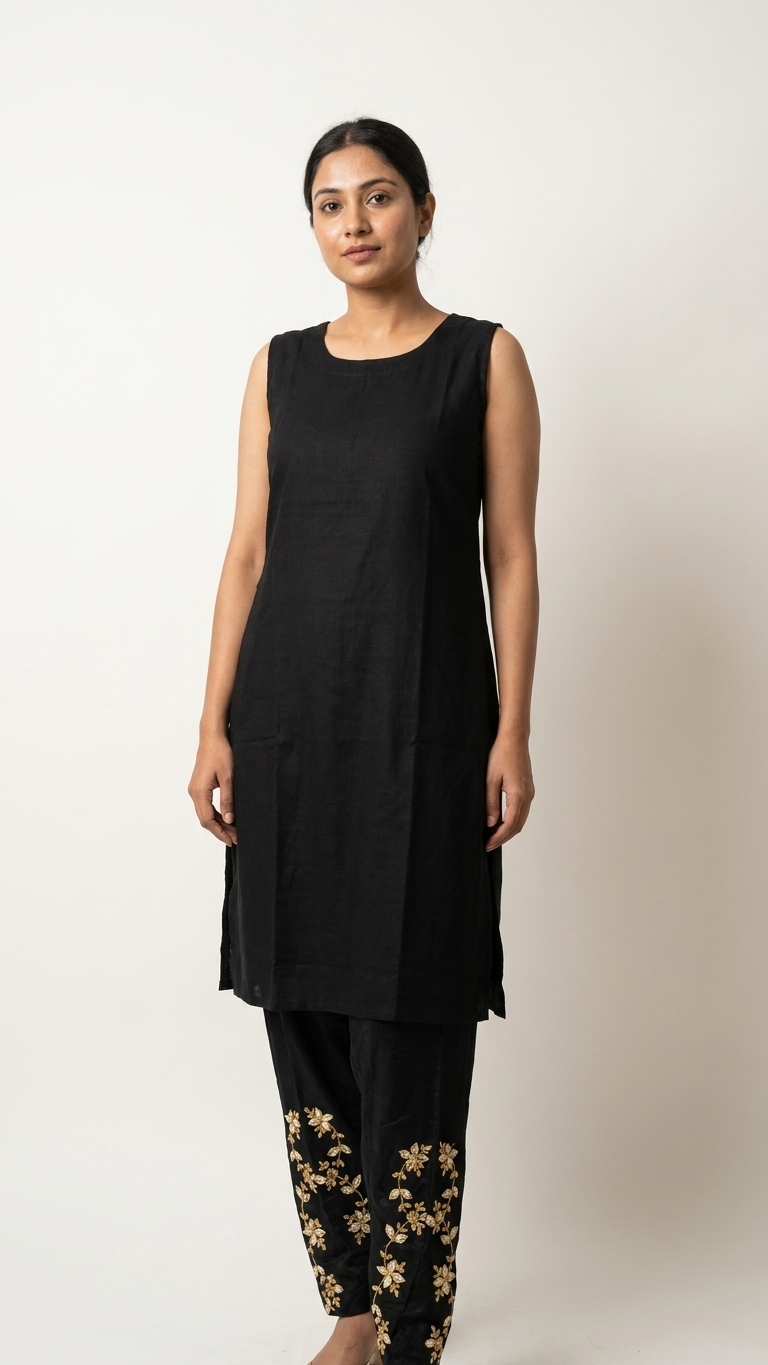 Black Embroidered Kaftan Kurta Set for Women | Luxury Ethnic Wear | Festive, Wedding & Party Outfit