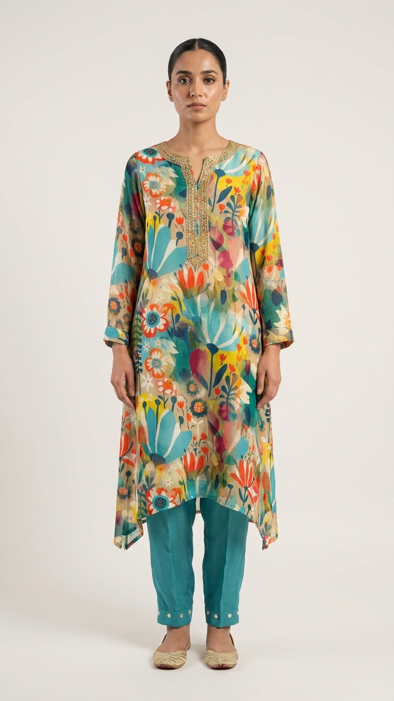 Chic Coord Set with Vibrant Afghani Pant