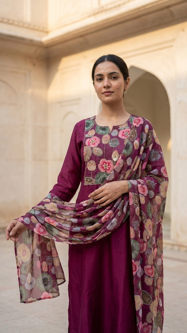 Indian & Pakistani Ethnic Wear Kurta Set with Dupatta – 3 Piece Women's Festive Outfit