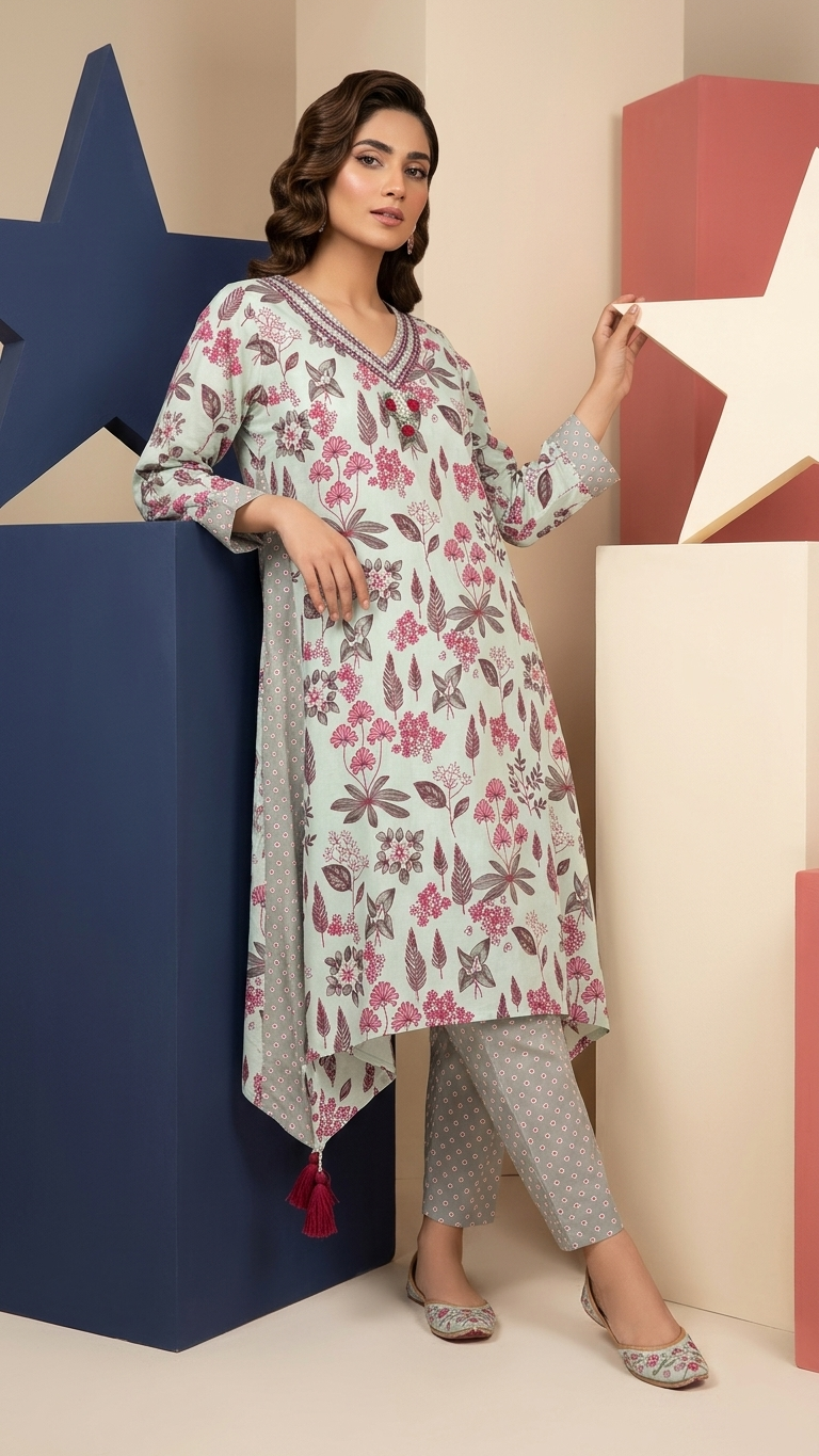 Ensemble coordonné floral violet avec pantalon palazzo