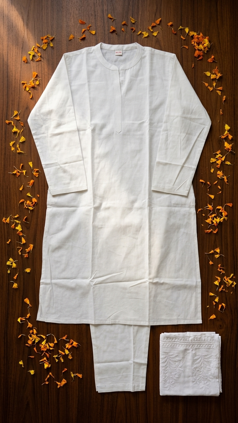 White Cotton 3 Piece Kurta Set for Women with Embroidered Dupatta | Straight Kurta, Pants & Dupatta | Indian Pakistani Ethnic Wear