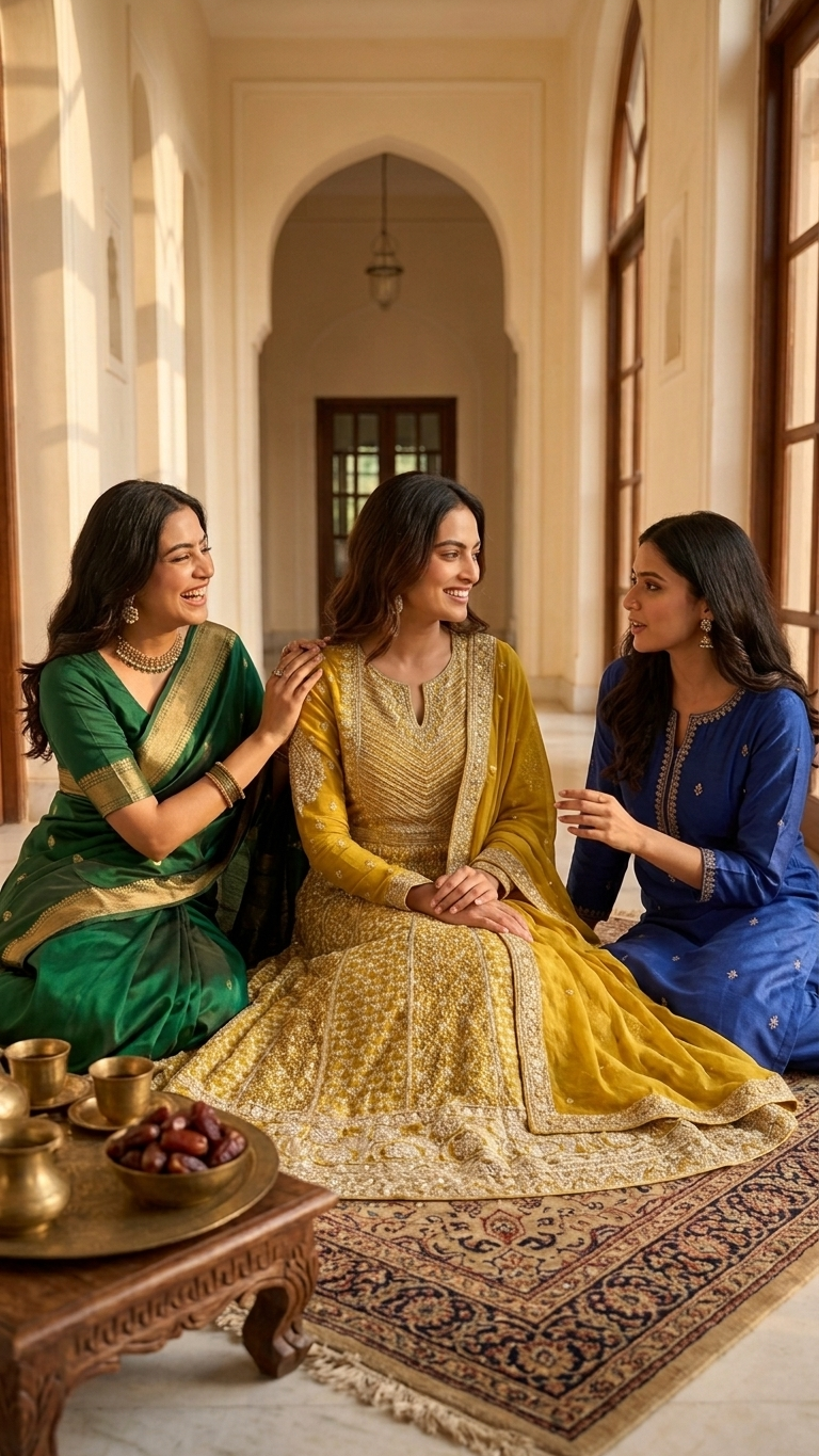 Mustard Yellow Embroidered Long Gown with Dupatta | Indian Wedding Gown | Festive Ethnic Wear for Women