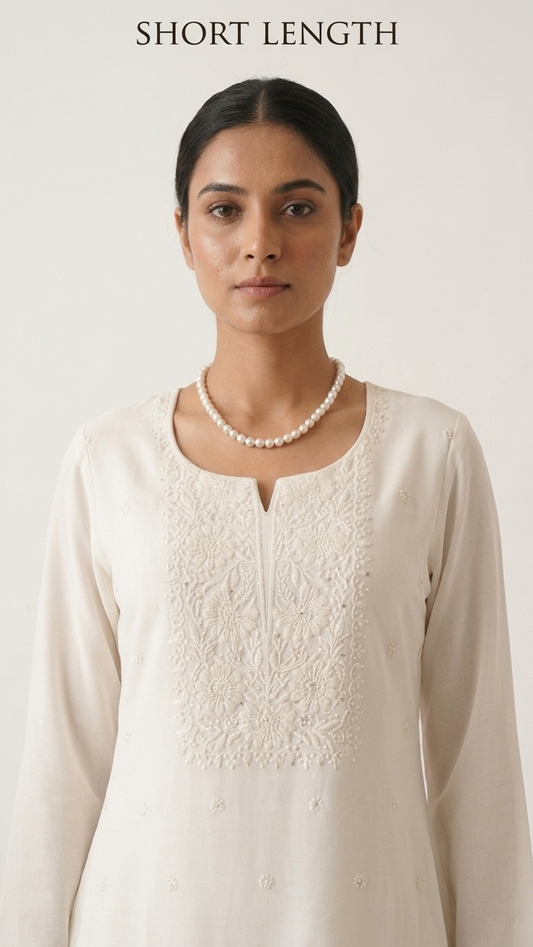 Chikankari Kurti Tunic with Minimal Sequin Work